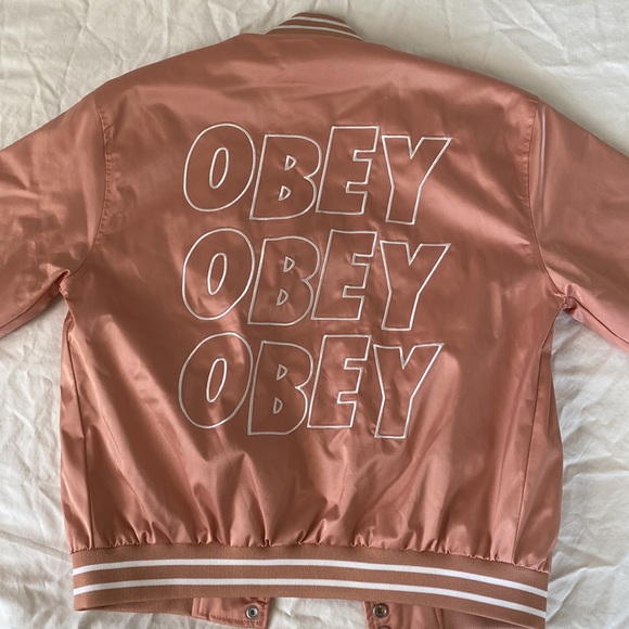 Obey Pink Varsity Jacket, Size XS - Picture 3 of 7
